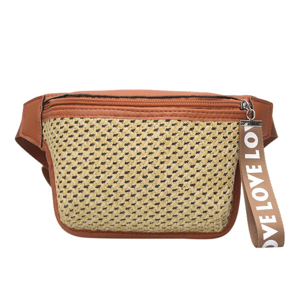 Classic Woven Casual Wild Taille Tas Voor Dame Mode Messenger Bags Brief Borst Banaan Casual Riem Tas Schoudertas Dames: Bruin