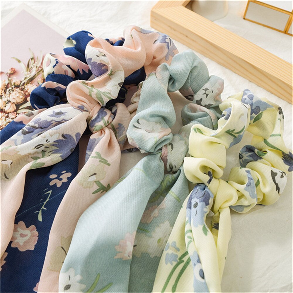 Chiffon Streamers Ponytail Tassel Hair Ring Ribbon Women Hair Rope Bow Hair Accessories Tied Hair Style Tool