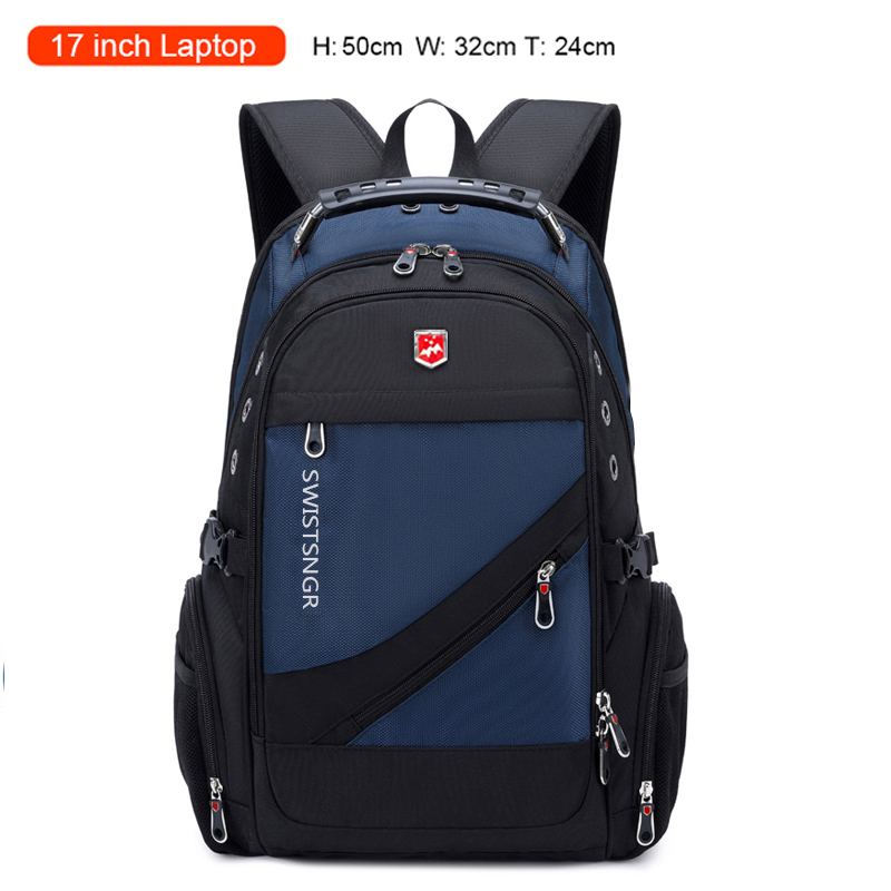 Neuer wasserdichter Herren-Rucksack für 17-Zoll-Laptops, USB-Ladetaschen, Damen-Reiserucksack für Flugzeuge, Jahrgang-Schultasche, Mochila: Dunkelgrau