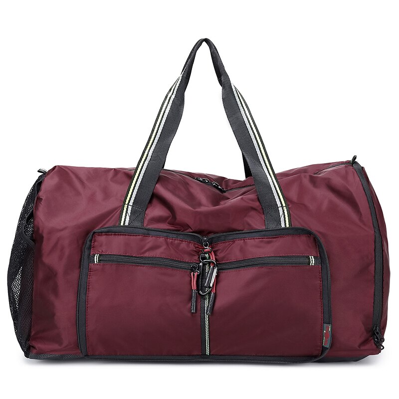 Yinjue Reistas Grote Vrouwen Reizen Handbas Weekender Sport Tas Op Wielen Man Nylon Opvouwbare Bagage Grote Capaciteit Duffle tas: Bourgondië