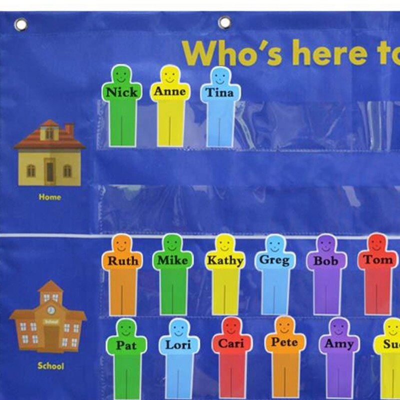 Who Is Here Kids Attendance Pocket Chart Suitable for Classroom Preschool Kindergarten with 36 Replacement Cards