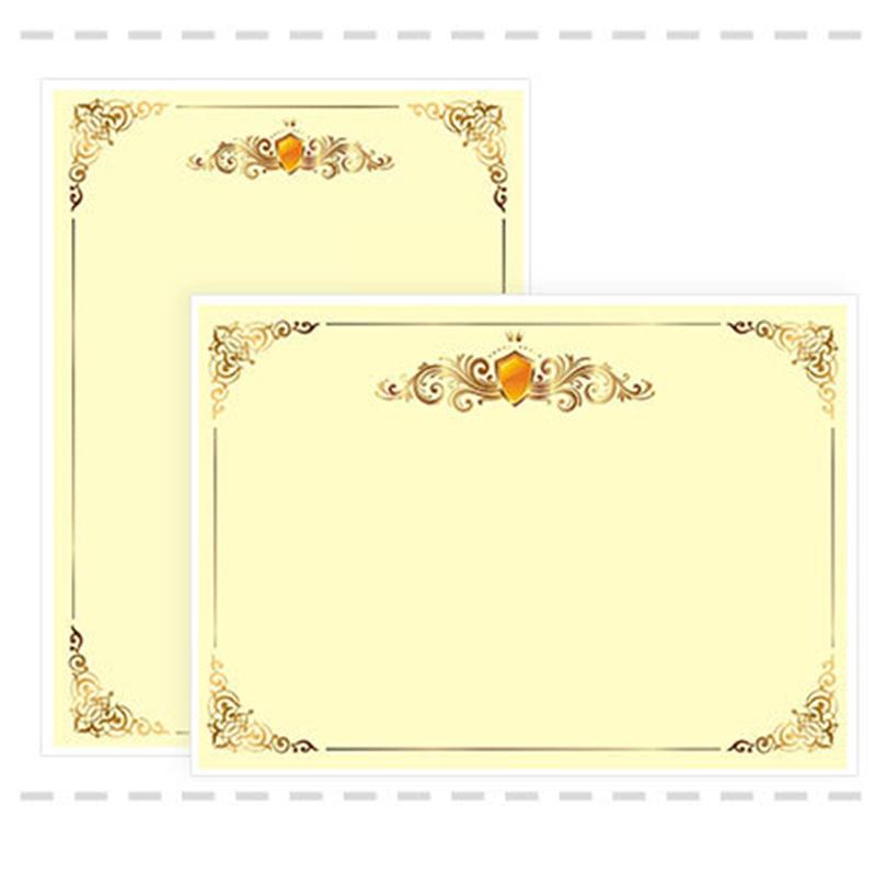 100 Pcs A4 21x29CM Blank Metallic Gold Border Certificate Paper