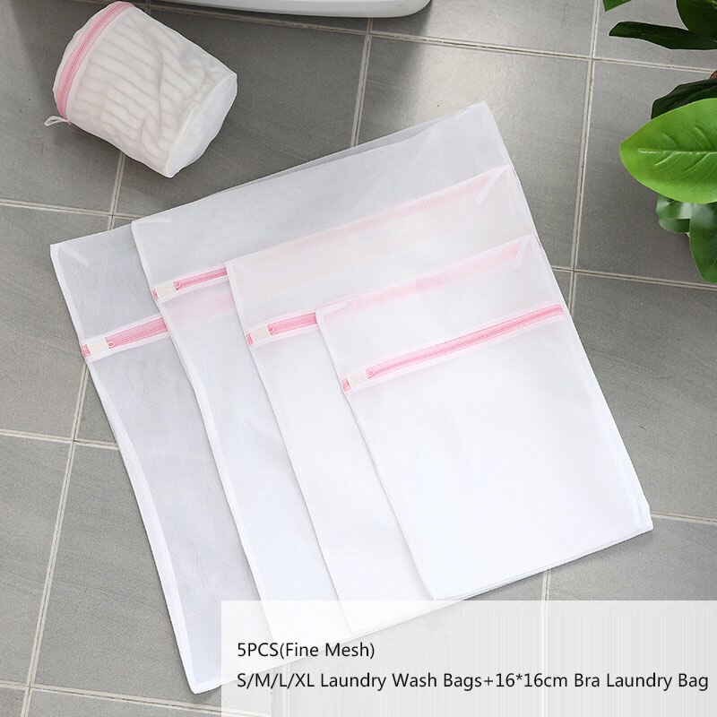 1/4/5 st / set mesh tvättpåse underkläder tvättpåsar resor specialkläder vårdväska tvättmaskin kläder skyddsnät: 5 stycken fint nät