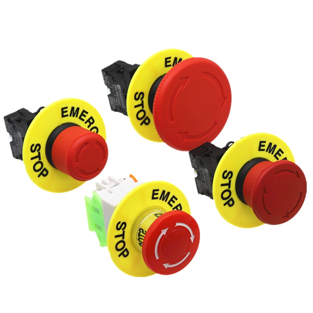 22mm red mushroom head emergency stop button switch XB2 LAY37 NO/NC alarm button switch