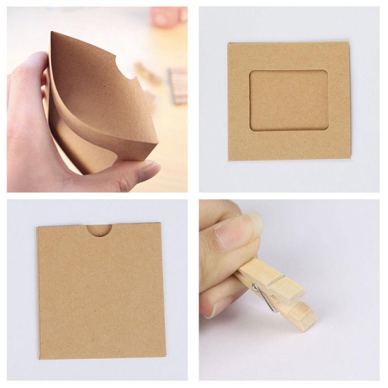 Diy Kraft Fotolijst Voor Foto Houten Fotolijst Clip Papier Foto Houder Bruiloft Afstuderen Familie Memory Photo Booth Prop