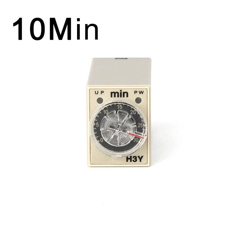 Temporizador de retardo de relé de tiempo con enchufe Base, perilla giratoria de relé de voltaje de 8 pines, 5/10/30/60 minutos/segundos, H3Y-2, AC220V, 1 Juego: 0-10M