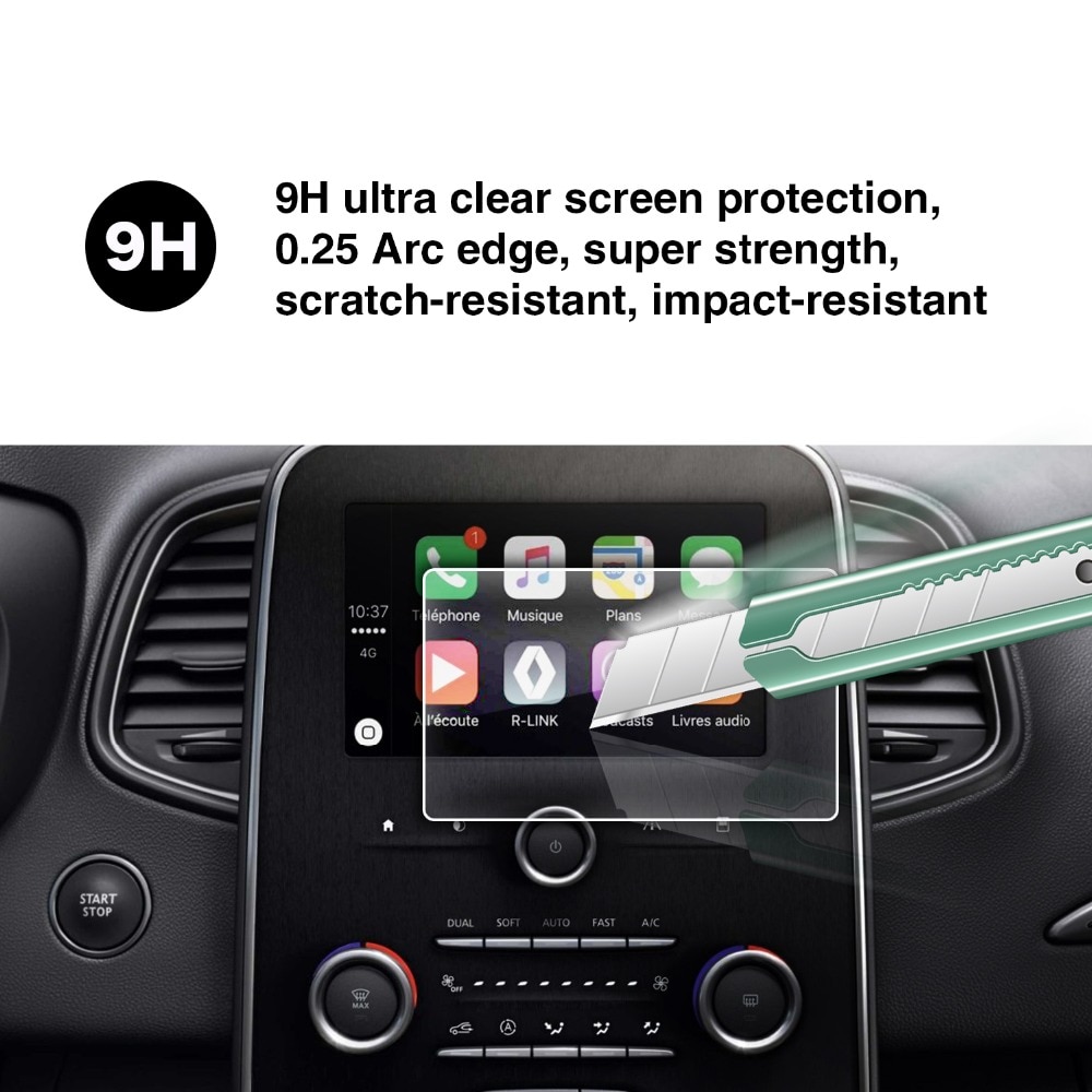 Ruiya skjermbeskytter i herdet glass for renault talisman/renault espace r-link bilnavigasjonsdisplay