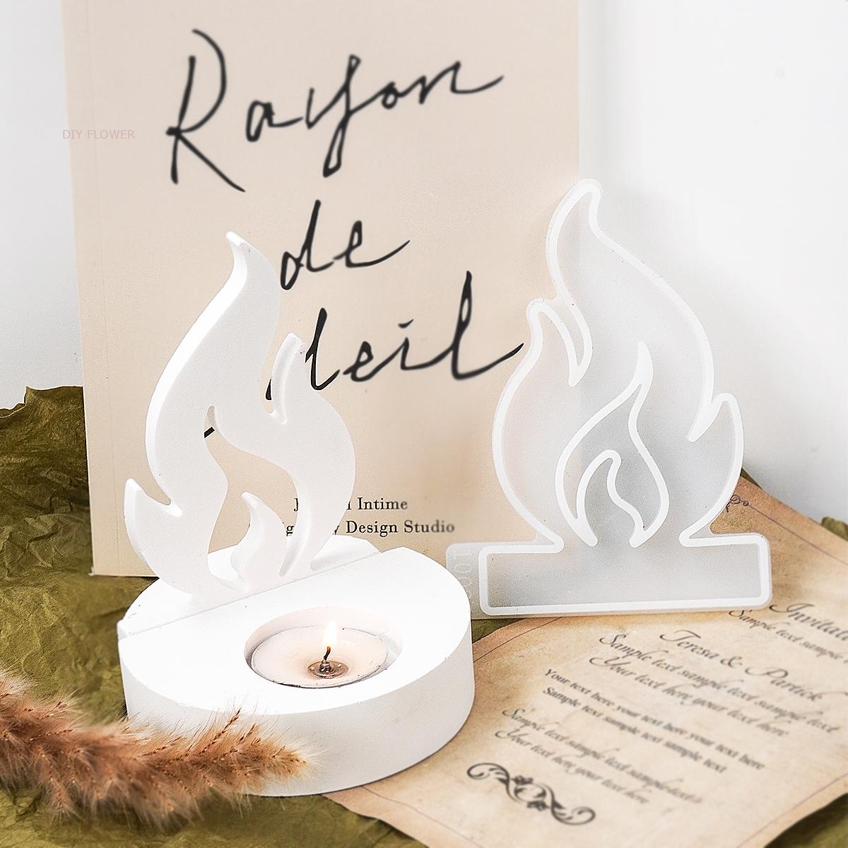 Portavelas de llama, molde de silicona 3D estilo Agni, candelabro de hormigón de yeso, soporte de lámpara hecho a mano, molde para decoración del hogar