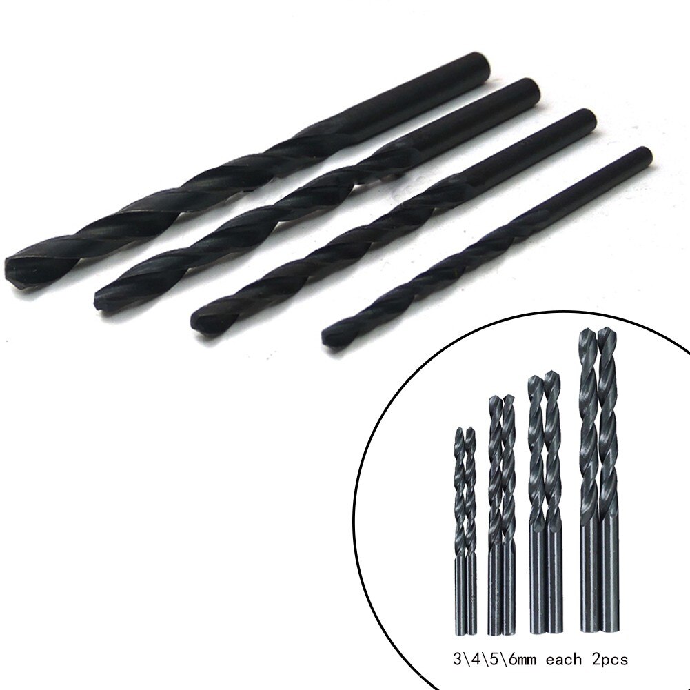 2 Pcs Drill Bits 3/4/5/6mm Dia Black Coated Wring Drill Bit Set Carbon Steel Material For Electric Drill Accessories