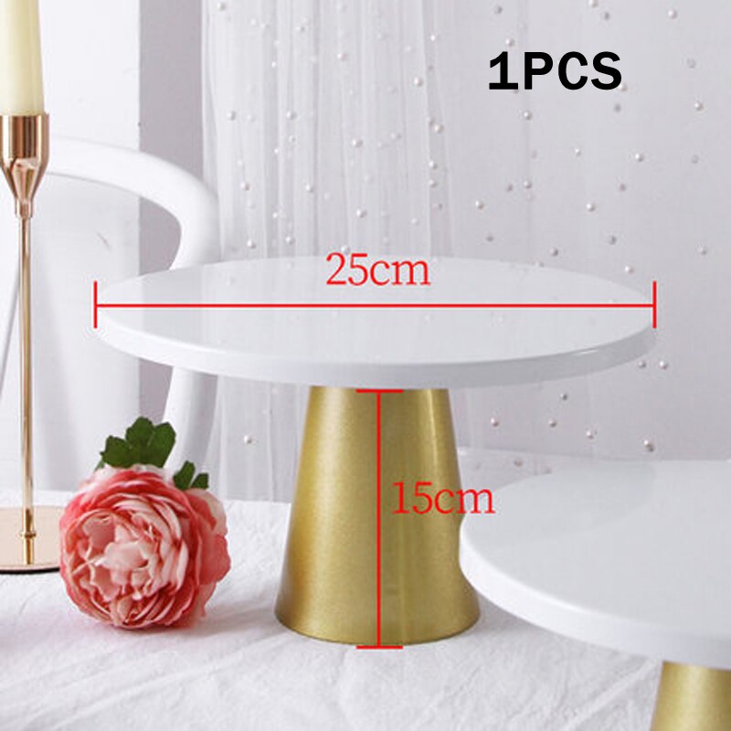 Soporte de Metal para pasteles, bandeja de Metal para postres, pasteles, macarrón, para de cumpleaños, Navidad, boda, dorado: 1PCS L