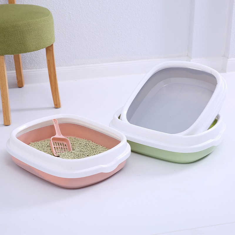 Anti Splash Cats Litter Box Pet Toilet Bedpans with Scoop Cat Dog Tray Sand Box Toilet for Training Tray Home Garden Cleaning