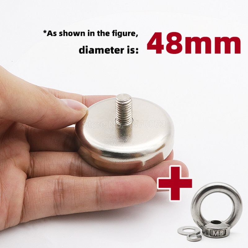 1Pc Strong Powerful Round Neodymium Magnet Hook Salvage Sea Fishing Equipments Holder Pulling Mounting Pot With Ring Rescue Tool