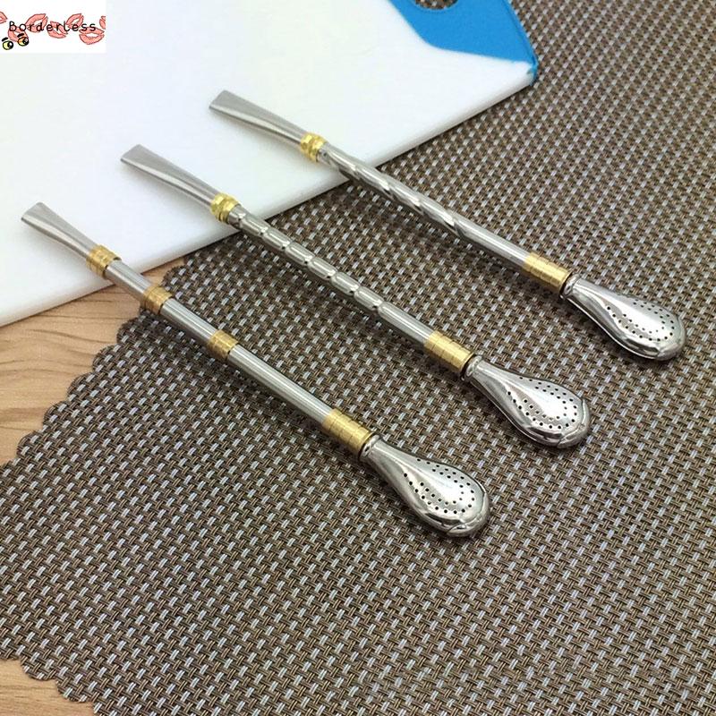 Reusable Metal Filter Drinking Straw Stainless Steel Coffee Tea Spoon Straw Detachable Spoons Drinking Straw Bar Tools