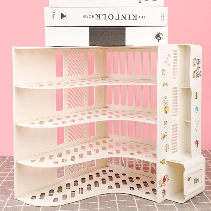 Multi-purpose 4-layer Document Holder Lable Window Pen Holder File Storage Case Vertical Placement for Desk