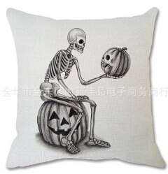 Couvertures d'oreiller d'halloween, couvertures décoratives de coussin de jet d'impression de fantôme de citrouille de crâne heureux pour le Décor de lit de Sofa de Sofa: 1