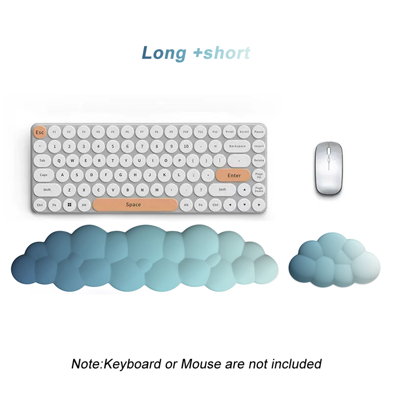 Cloud Keyboard Wrist Rest Mouse Pad Wrist Support Keyboard Set with Ergonomic Memory Foam Anti-Slip Base for Home Office Laptop: Blue
