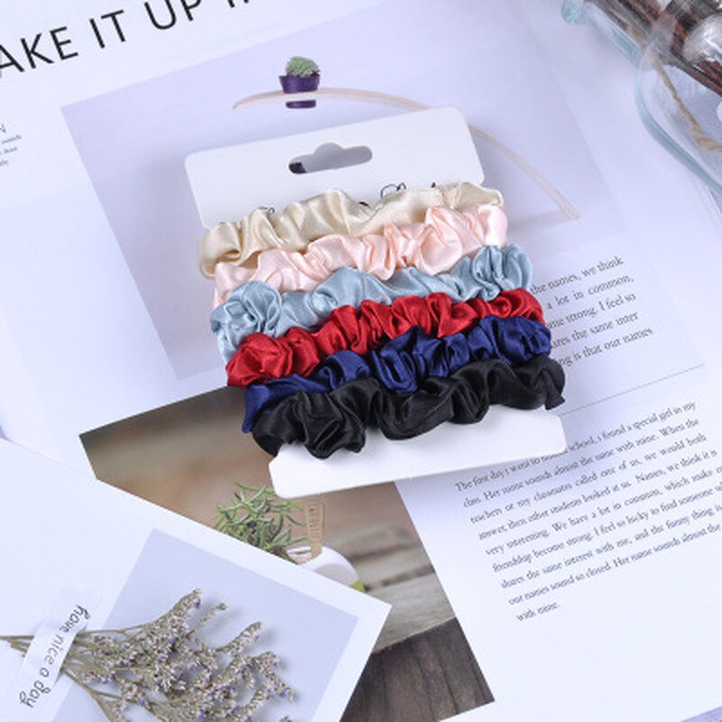 Bague de coiffure chouchou pour femmes, 6 pièces, attaches pour cheveux couleur bonbon, accessoires pour queue de cheval, pour filles: B