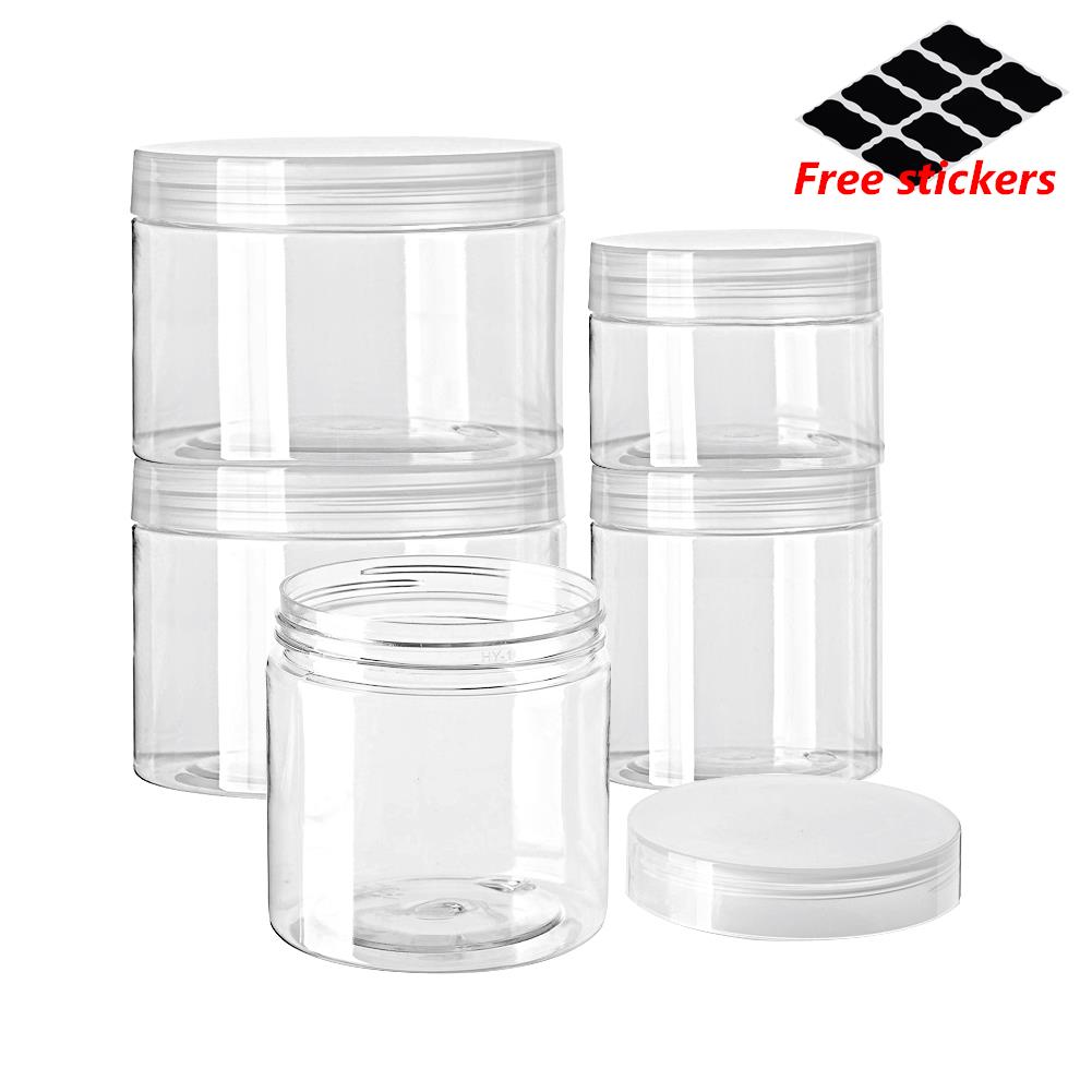 10Pcs 30/50/60/80/100/120/150Ml Voedsel Opslag Potten Clear deksel Fles Pot Balsem Plastic Container Kan Tin Transparante Schroef Lege