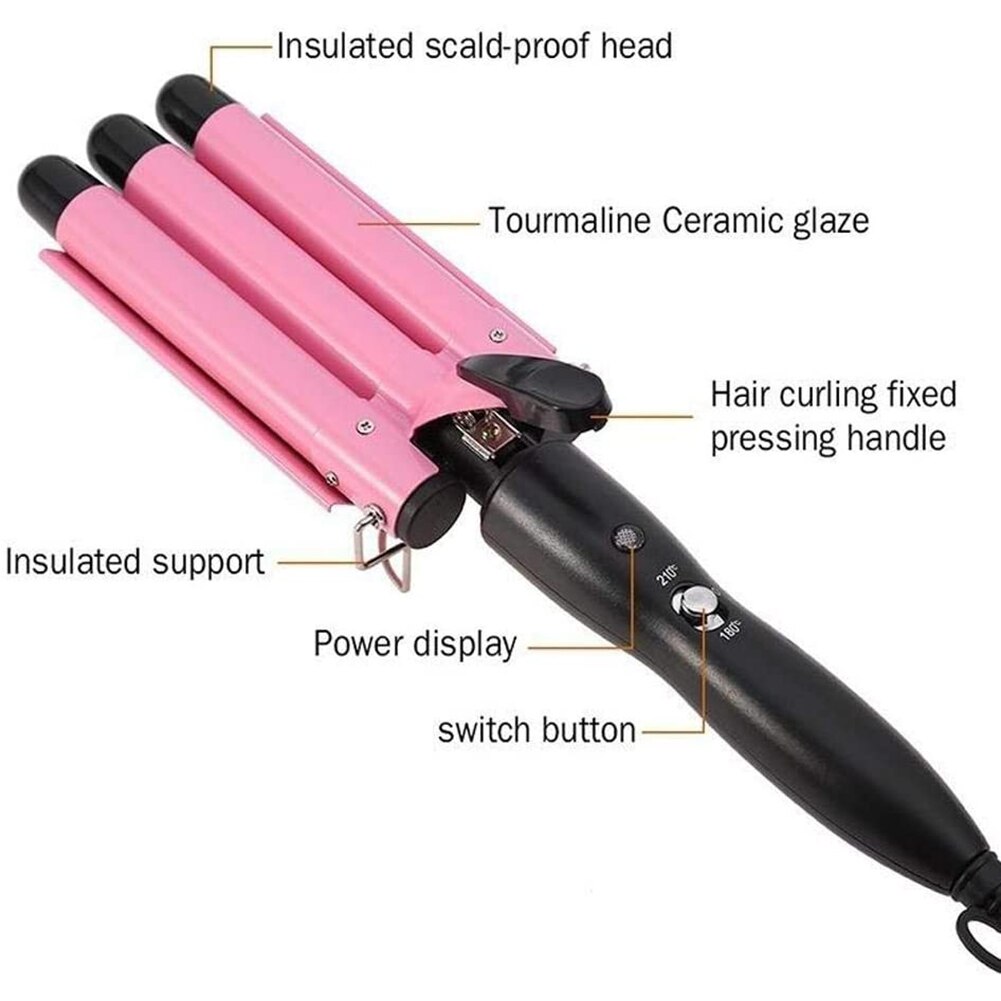 Electric Hair Curler Ceramic Triple Barrel Hair Styler Glaze Curly Hair Wand Curling Iron Hair Waver Styling Tools