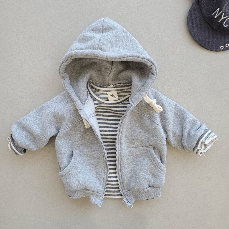 Felpe con cappuccio Casual in cotone solido con cerniera per abbigliamento per bambini