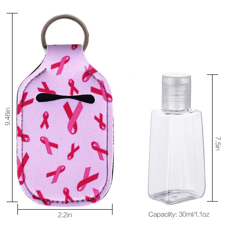 12pack Neoprene Hand Keyring 30ML Sanitizer Travel Bottle Holder Keychain Bags Key Rings Hand Soap Bottle Holder