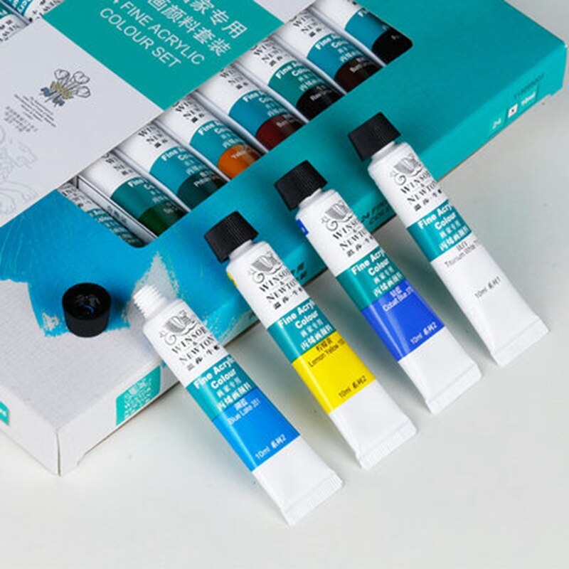 Winsor &amp; Newton 12/18/24 Kleuren Professionele Acryl Verf Set 10 Ml Hand Geschilderde Muur Schilderen Textiel Verf Fel gekleurde