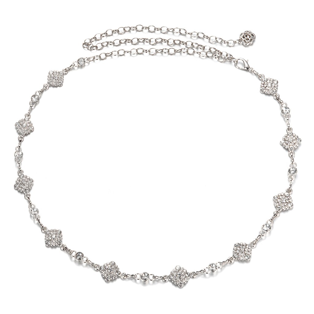 Vrouwelijke tailleband met strass steentjes, tailleband met rokketting, decoratie sieraden