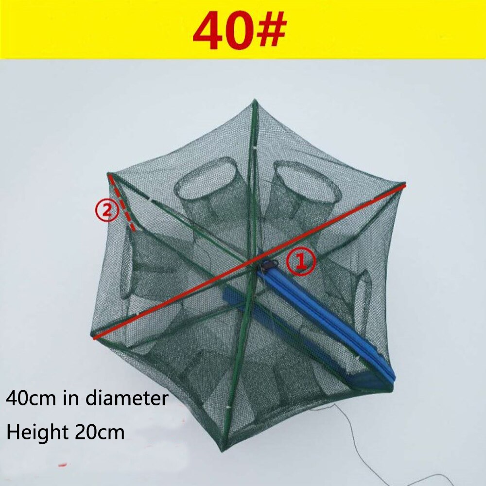 6/8/12/16 Hole Folding Portable Hexagonal Net Fishing Crayfish Fish Automatic Trap Shrimp Carp Catcher Cage Net Net: 6 holes 40cm