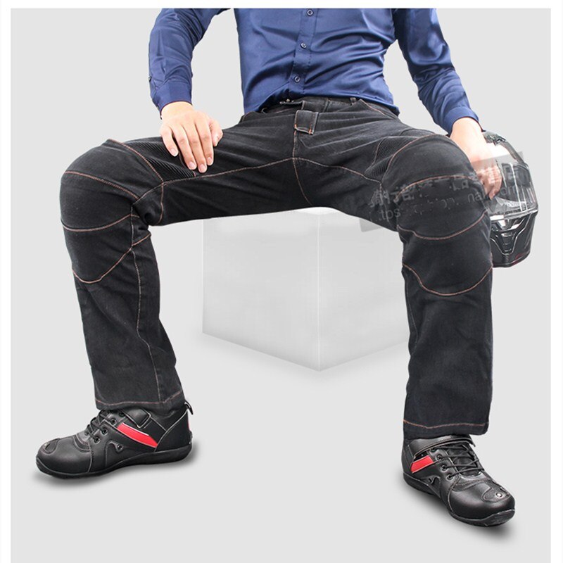 Men Motorcycle Pants Motorbike Elasticity Comfortable Riding Protective Jeans Trousers With Removable Hip Knee Protector HP-11