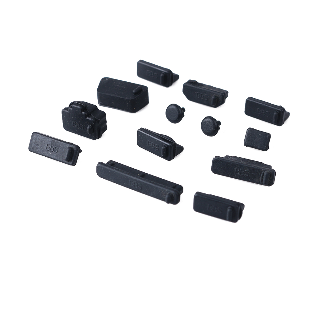 Connecteur Anti-poussière en Silicone coloré pour ordinateur portable offre spéciale, 13 pièces, accessoire de bureau pour ordinateur de universel bouchon couvercle: Black