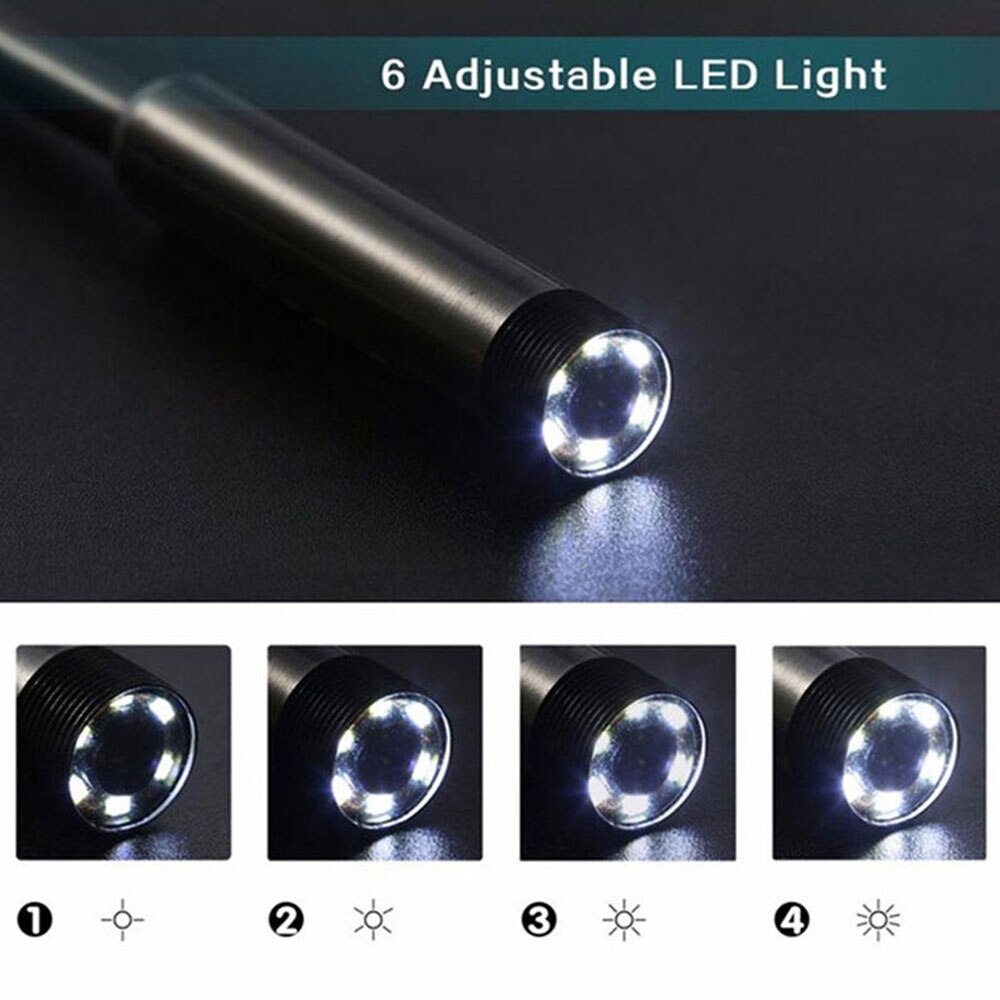 Portable Endoscope 3 in 1 5.5mm 6 LED IP67 30W Metal Plastic Black Ear Cleaning Tool Inspection Inspection Camera Computers