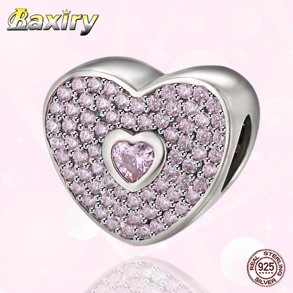 2020 zawieszka z cyrkonią w kształcie serca 925 szterling srebro dopasowanie 925 oryginalna bransoletka uroki DIY tworzenia biżuterii Nowy moda