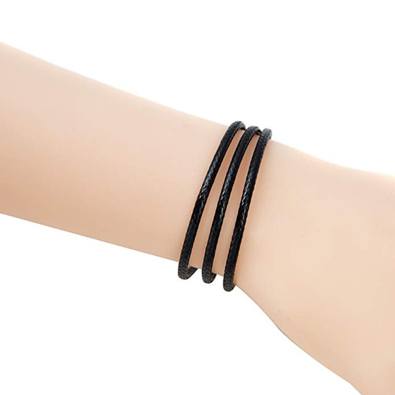 Black Silk Leather Cord Chain Necklace Rope with Lobster Claw Clasp N58F