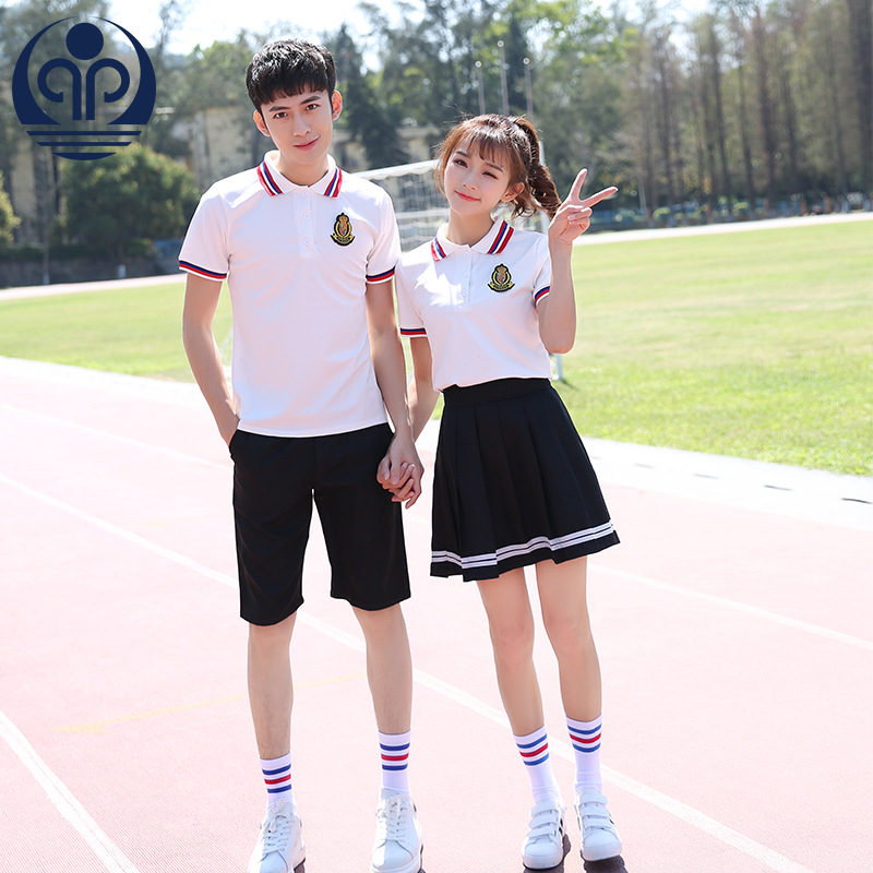 Students Summer School Uniform Boy Girls Polo Shirt School Wear Student Uniform Cheerleading Clothes Sportswear D-0563
