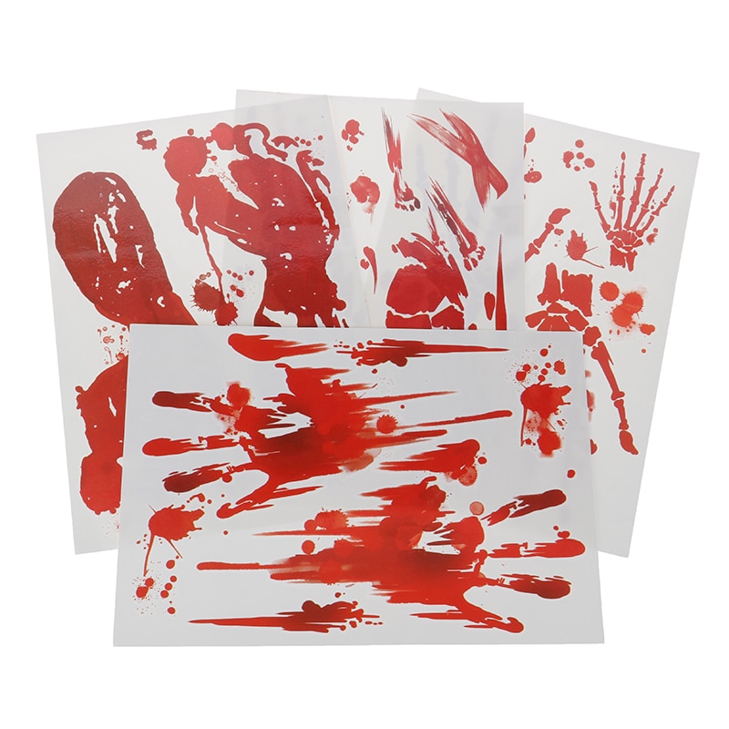 Horror Blood Handprint Decal Glass Window Sticker Home Decor Removable Halloween Living Room Classroom Decorations Wall Stickers