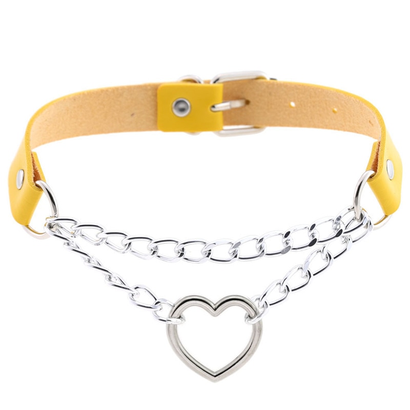 Gargantilla de cadena con corazón gótico oscuro para mujer, collar harajuku Punk, Gargantilla negra para mujer y niña, gargantilla de cuero Kawaii, joyería de bruja