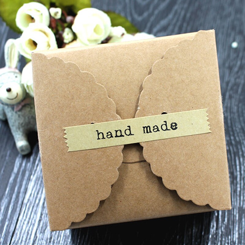 100pcs/lot Hand Made Shredded Style Kraft Paper Adhesive Sela Sticker For Baking For Handmade Products DIY Work