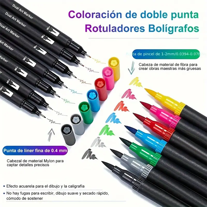 Marcadores de punta de pincel de 72/120/168 colores, marcadores artísticos, bolígrafos de pincel de doble punta, marcadores para colorear para libro de colorear, bolígrafos de pincel para letterin