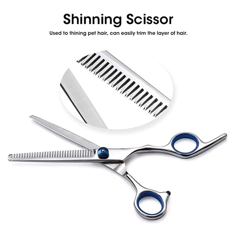 Dog Grooming Scissors Set, 4 Pieces Stainless Steel Pet Scissors Kit for Long Or Short Hair, Small and Large Pet