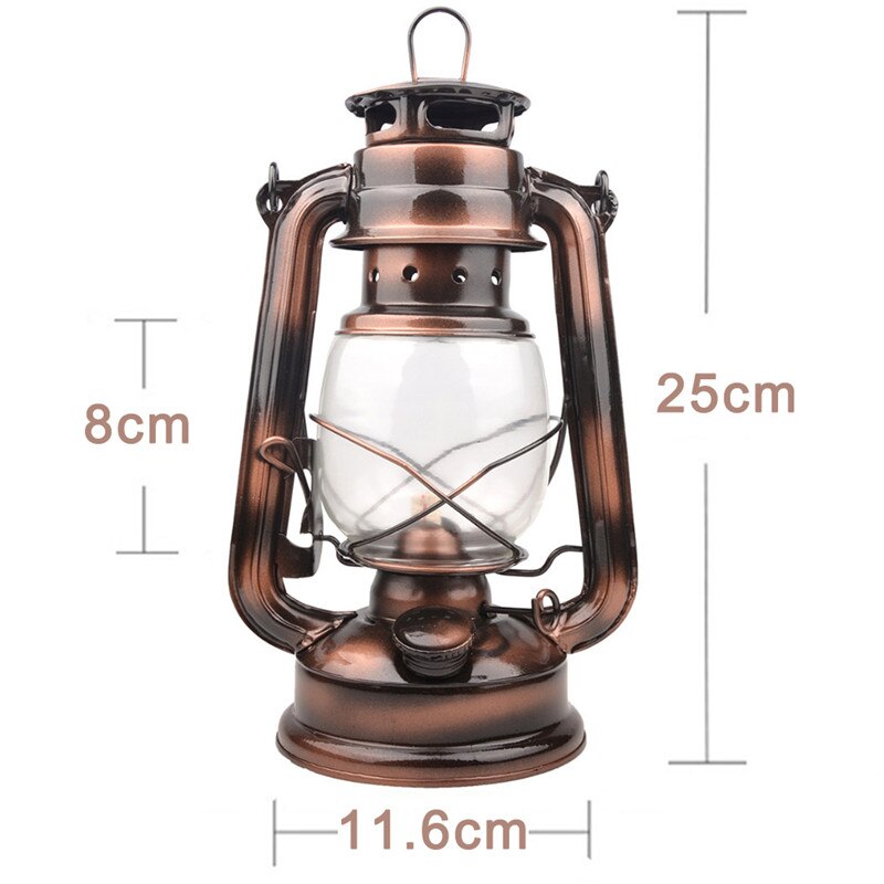 25cm rétro classique kérosène lampe Camping lumière Portable Bronze couleur huile lampe Vintage Photo accessoires en plein air Camping lumières