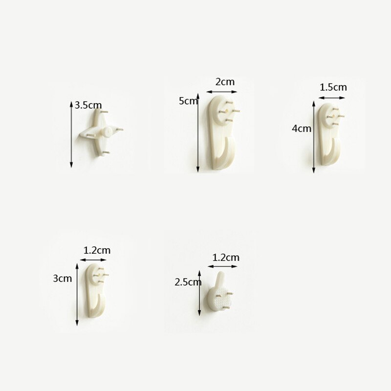 10pcs Seamless Nail White Plastic Invisible Wall Mount Photo Picture Frame Nail Hook Hanger Hard Picture Frame Wall Hooks