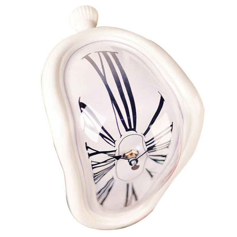 Horloge murale déformée créative de Style Salvador Dali, horloge murale à aiguille à Quartz blanche/noire/or, décoration de maison: B
