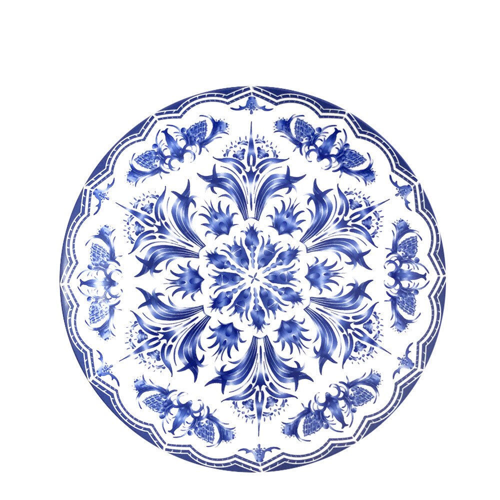 Kinesisk stil blå og hvid porcelæn retter bordservice restaurant tilpasset rund risplade hjem spiseplade salat pasta plader: 02 26.5cm