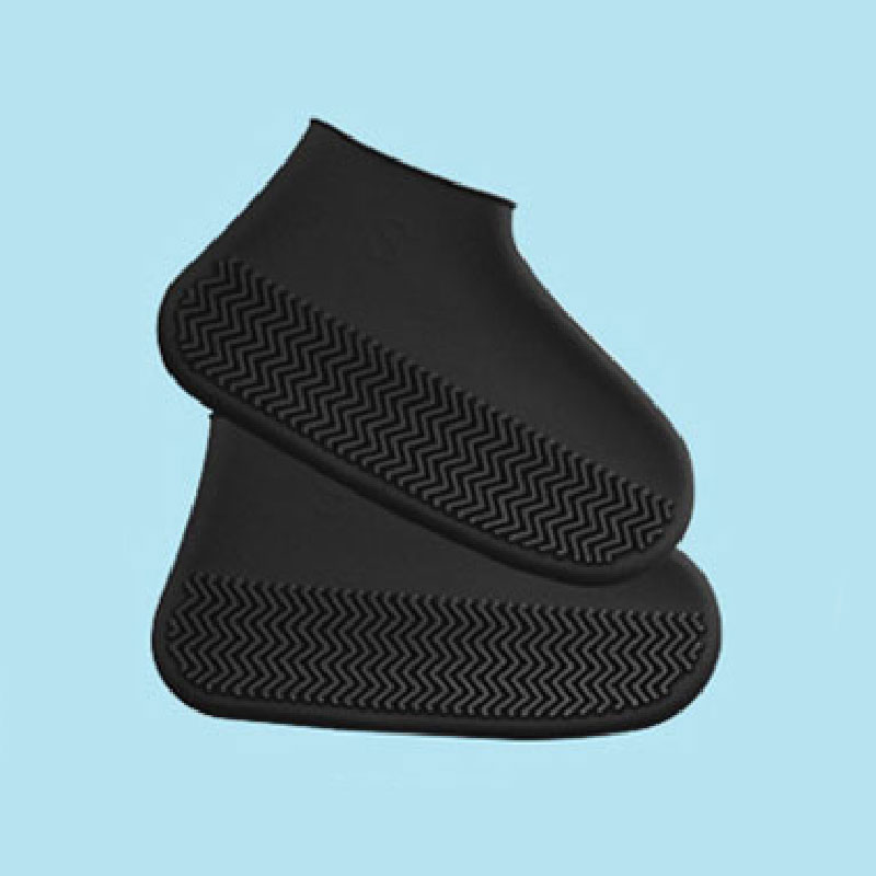 Couvre-chaussures classique en Silicone, couvre-chaussures imperméables réutilisables, antidérapantes, épaisses, protection pour chaussures d'extérieur, pour femmes et hommes: Black / S