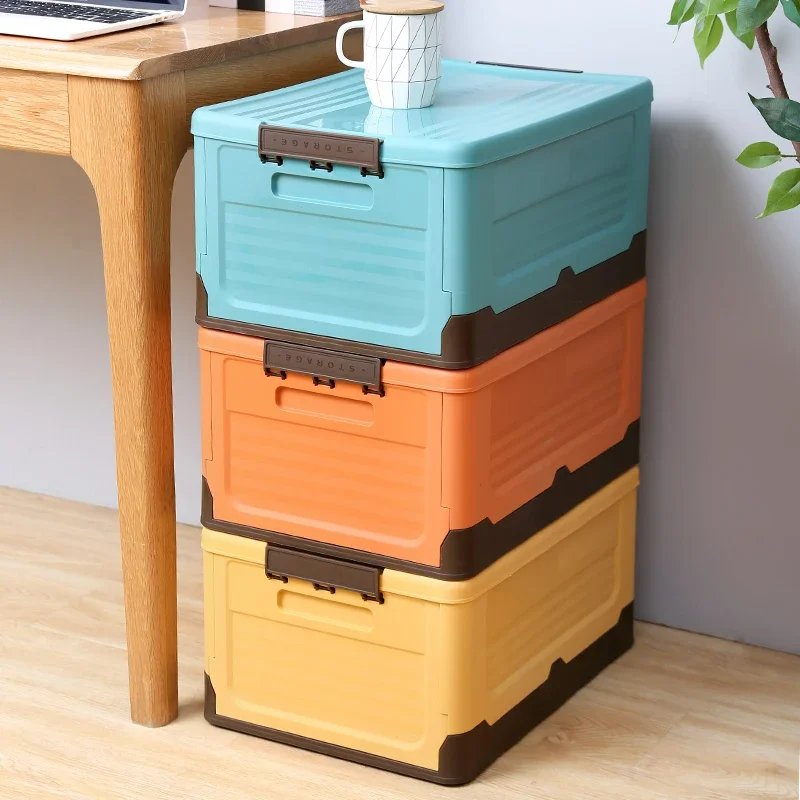 Caja de almacenamiento plegable, contenedor organizador plegable multifunción, almacenamiento de artículos diversos de plástico, caja organizadora de suministros con tapa, 1 Uds.