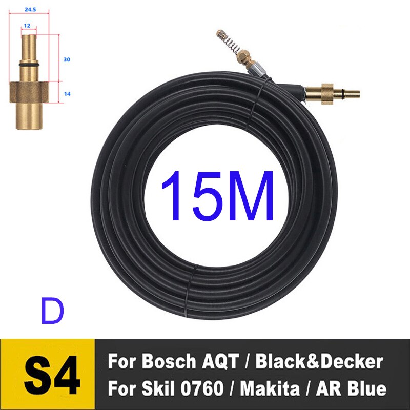 15 mètres d'égout tuyau de vidange tuyau drague nettoyant Kits d'outils pour Karcher Lavor Interskol Huter Nilfisk Stihl Elitech nettoyeur haute pression: Orange