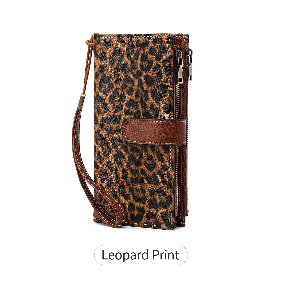 Retro Business Women's Long Wallet PU Leather Triple Fold Large Capacity Multi Card Slot Handbag Slot Ultra Thin Zipper Wallet: Chocolate