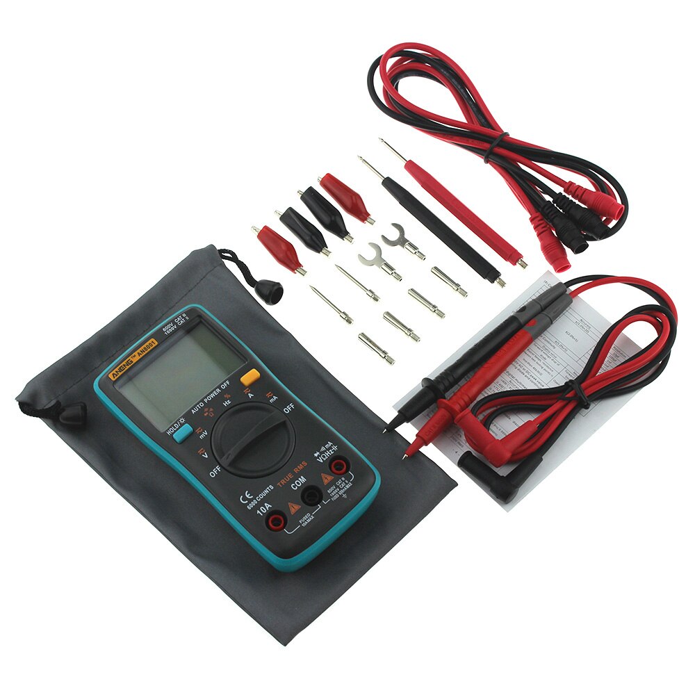 AN8001 capacitor tester Digital Multimeter profesional 6000 counts meter voltage current clamp be true leads: AN8001 Blue pro