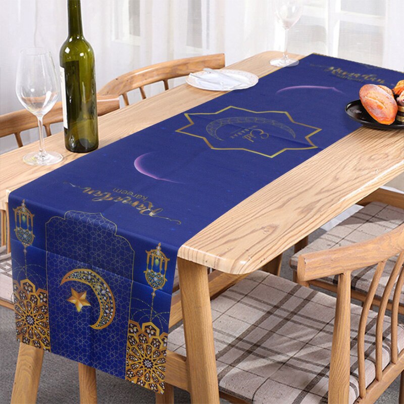 Eid Mubarak Tafelloper Tafelkleed Ramadan Kareem Eid Al-Fitr Decoratieve Tafelkleed Cover Voor Thuis Islamitische Mubarak Party decor
