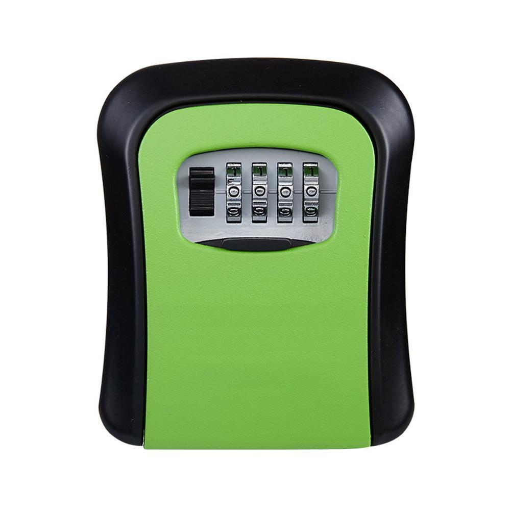 Key Lock Box Wall-mounted Plastic Key Safe Weatherproof 4 Combination Key Storage Lock Box for Indoor and Outdoor Use: green